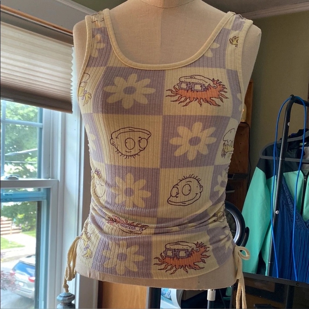 Nickelodeon Cream and Purple Graphic Tank Top